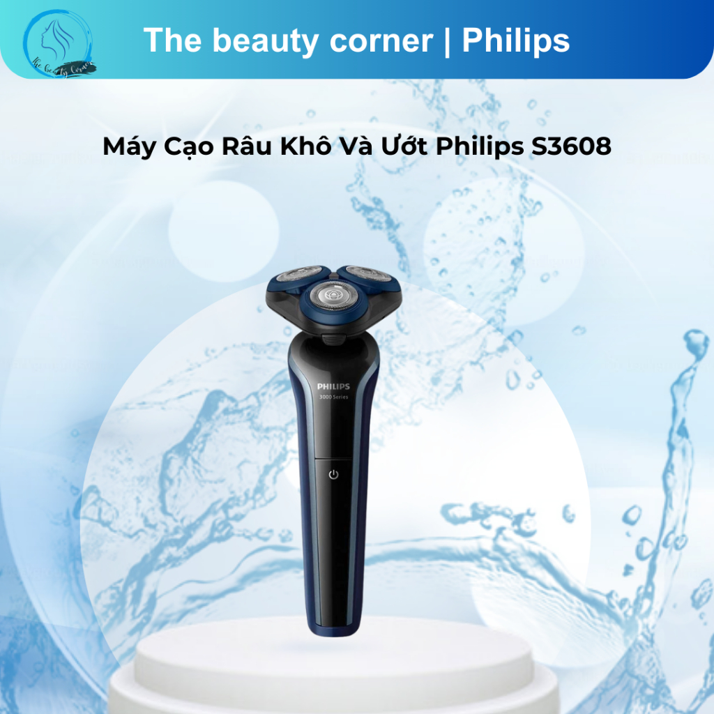 Máy Cạo Râu Khô Và Ướt Philips S3608, An Toàn Cho Da, Gọn Nhẹ, Sang Trọng | Hàng Chính Hãng