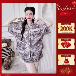  Bộ ngủ cổ Y phom cánh dơi chất liệu lụa latin thoáng mát thấm hút mồ hôi tốt bề mặt vải mịn mát S1275 