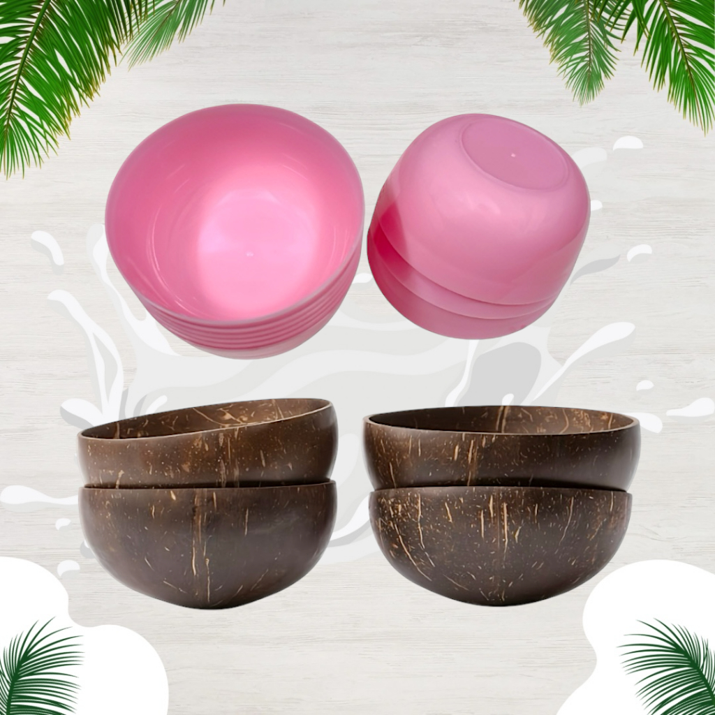 Chén nhựa dẻo, bát gáo dừa dùng để pha trộn bột đắp mặt tắm body, dụng cụ làm đẹp spa
