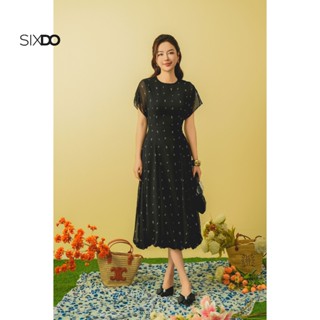 Đầm chiffon cổ tròn tay cánh dơi SIXDO (Floral Chiffon Flared Dress)