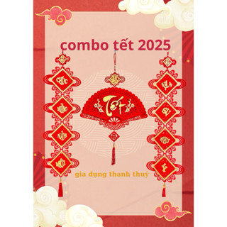    tặng móc treo   combo khánh quạt + 2 câu đối đỏ trang trí tết 2025 