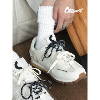  Giày Sneaker Nam Nữ CAT&SOFA MIU Mix – Trắng Tối Giản Dây Đen Cá Tính Streetwear Da Cao Cấp 