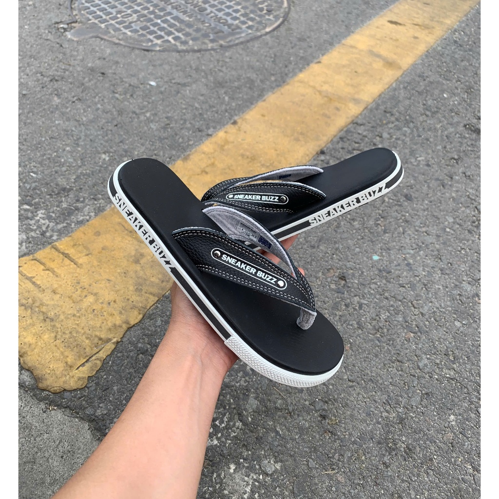 [ 2M Sneaker ] - Dép Sneaker Buzz Premium Đen Quai Da