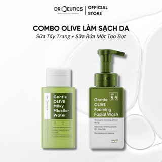 DrCeutics Combo Gentle OLIVE - Sữa Tẩy Trang 310ml + Sữa Rửa Mặt Tạo Bọt 420g - Làm Sạch Sâu & Dịu Nhẹ Cho Mọi Loại Da