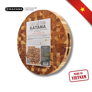 Thớt Băm Thái Chặt Decor Bằng Gỗ Teak KATANA Cao Cấp Hình Tròn An Toàn Thực Phẩm - TKT04 30x30x3.8cm