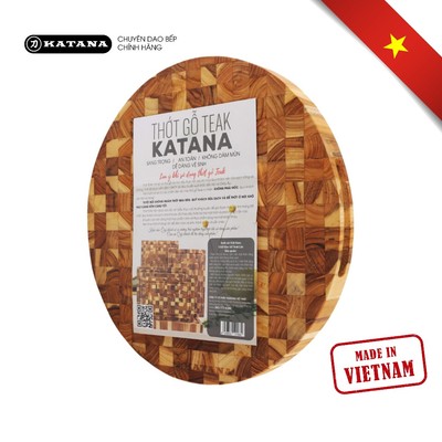 Thớt Gỗ Teak KATANA Bằng Hình Tròn Cao Cấp Hàng Xuất Khẩu - TKT01 300x300x25mm