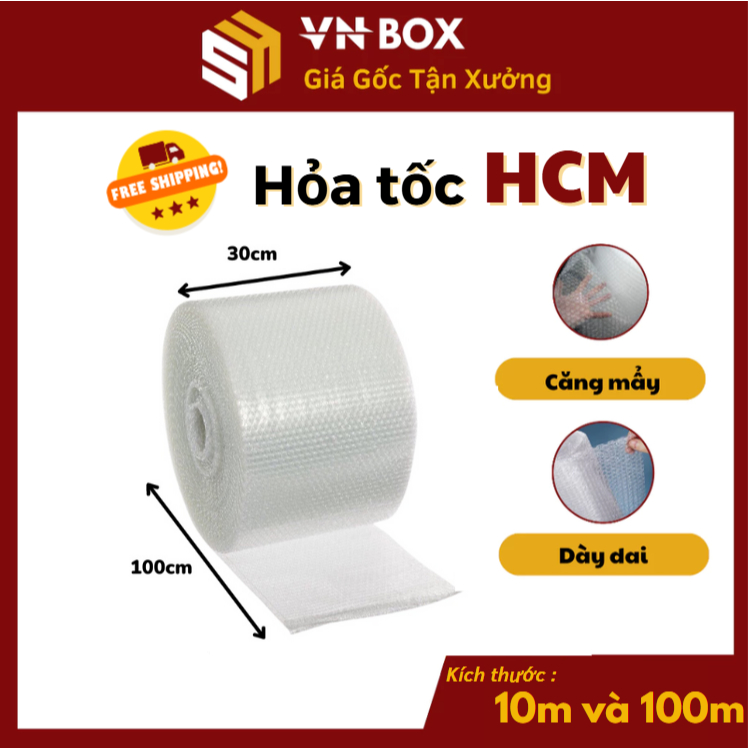 Cuộn Bong Bóng Khí Chống Sốc 100m Xốp Nổ Chống Sốc Bọc Hàng Khổ Nhiều Size Giá Rẻ - VN BOX HCM
