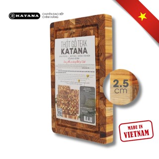 Thớt Gỗ Teak KATANA Tiện Dụng An Toàn Thực Phẩm KT00 Size 200x300x25mm Hình Chữ Nhật