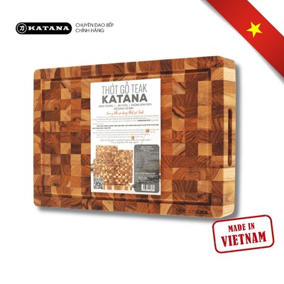 Thớt Băm Chặt Thái Bằng Gỗ Teak KATANA Size Lớn Nhất Dày 3.8cm - KT05 280x400x38mm
