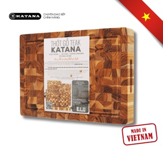 Thớt Băm Chặt Thái Bằng Gỗ Teak Cao Cấp KATANA Chính Hãng Cỡ Lớn Size Dày 3.8cm - KT04 25x35x3.8cm
