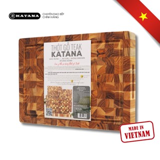 Thớt Gỗ Teak KATANA Chính Hãng Siêu Tiện Dụng Vừa Băm Thái Decor An Toàn Vệ Sinh - KT01 250x350x25mm