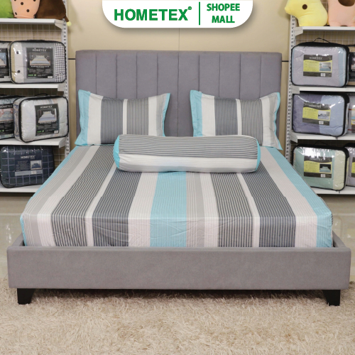 Bộ Drap gối cotton hoa Hometex (lưu ý: phần áo gối có thể xoay chiều ngang dọc )