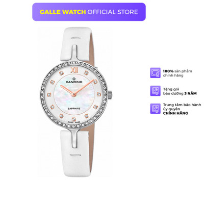 Đồng hồ nữ Candino C4651/2 Lady elegance đính đá, dây da sang trọng, chống nước chính hãng Thụy Sĩ