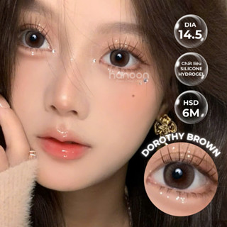 Kính áp tròng giãn to nâu tự nhiên Dorothy Brown lens cận 6 tháng