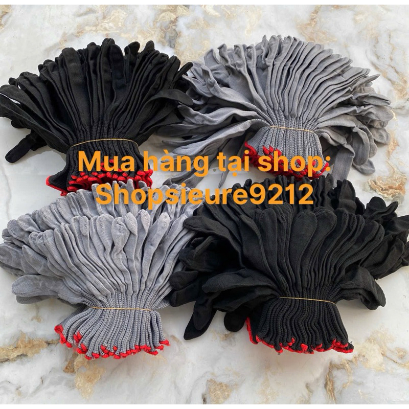 Găng tay MÚT đen-xám bảo hộ lao động,găng tay vải mút,gang tay làm vườn