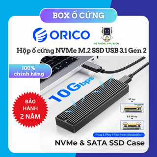 Box ổ cứng SSD M.2 SATA | NVME Type C USB3.1 GEN2 10Gbps ORICO PDDM2C3 | M2PV - HÀNG CHÍNH HÃNG