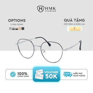 Gọng Kính Cận Kim Loại HMK Eyewear Dáng Oval Cứng Cáp Chắc Chắn Unisex Phong Cách Thời Trang Dễ Đeo - KL2023