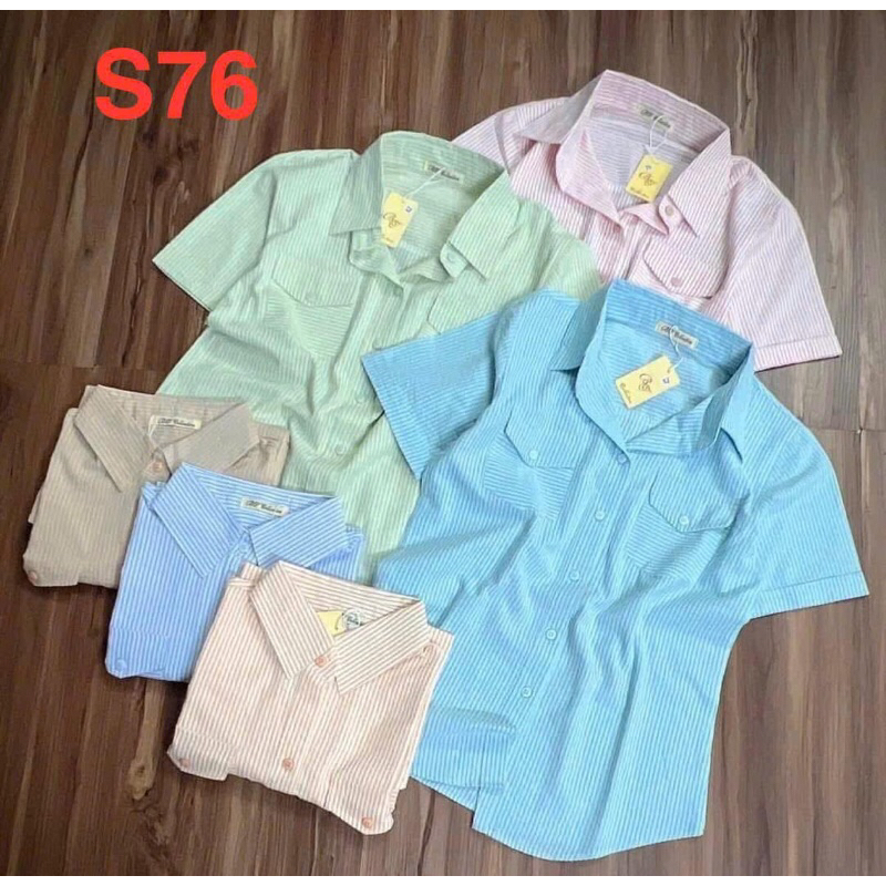 S76 Sơ mi túi hộp tay ngắn