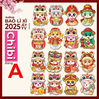 Combo 50 Bao lì xì TẾT 2025 Chibi Labubu, bao lì xì tết truyền thống may mắn, bao lì xì tết xuân Ất Tỵ 2025