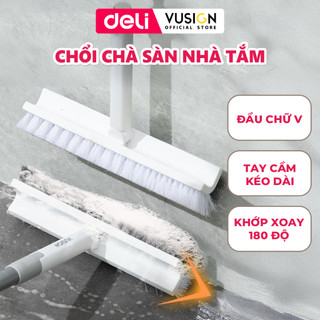  Cây Chà Sàn Đầu Chữ V Deli Chổi Cọ Sàn Nhà Tắm Thiết Kế Thông Minh Đầu Xoay 180 Độ Kéo Dài Linh Hoạt 