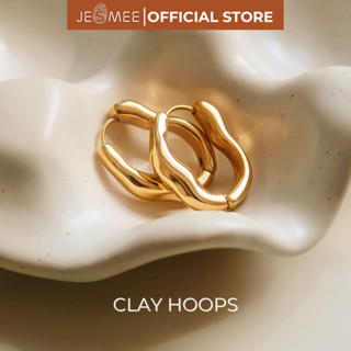 Bông tai nữ Clay Hoops Jesmee thiết kế độc đáo chất liệu titanium mạ vàng 18k sang trọng - E65011