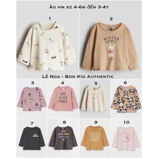 Áo thun dài tay bé trai bé gái HM JP/UK/ES chính hãng sz từ 4-6m đến 3-4y