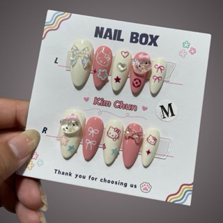 C166: Nailbox thiết kế chủ đề Hello Kitty xinh xắn form tròn nhọn