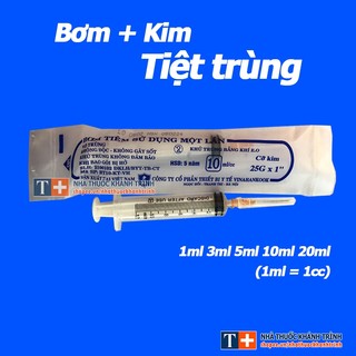 Bơm kim tiêm tiệt trùng - đạt chuẩn Y Tế - dung tích 1ml, 3ml, 5ml, 10ml, 20ml - sử dụng một lần