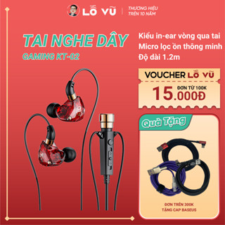 Tai Nghe dây Gaming KT-02, Jach 3.5 in-er Vòng Qua Tai, Mic Lọc Ồn, tai nghe gaming