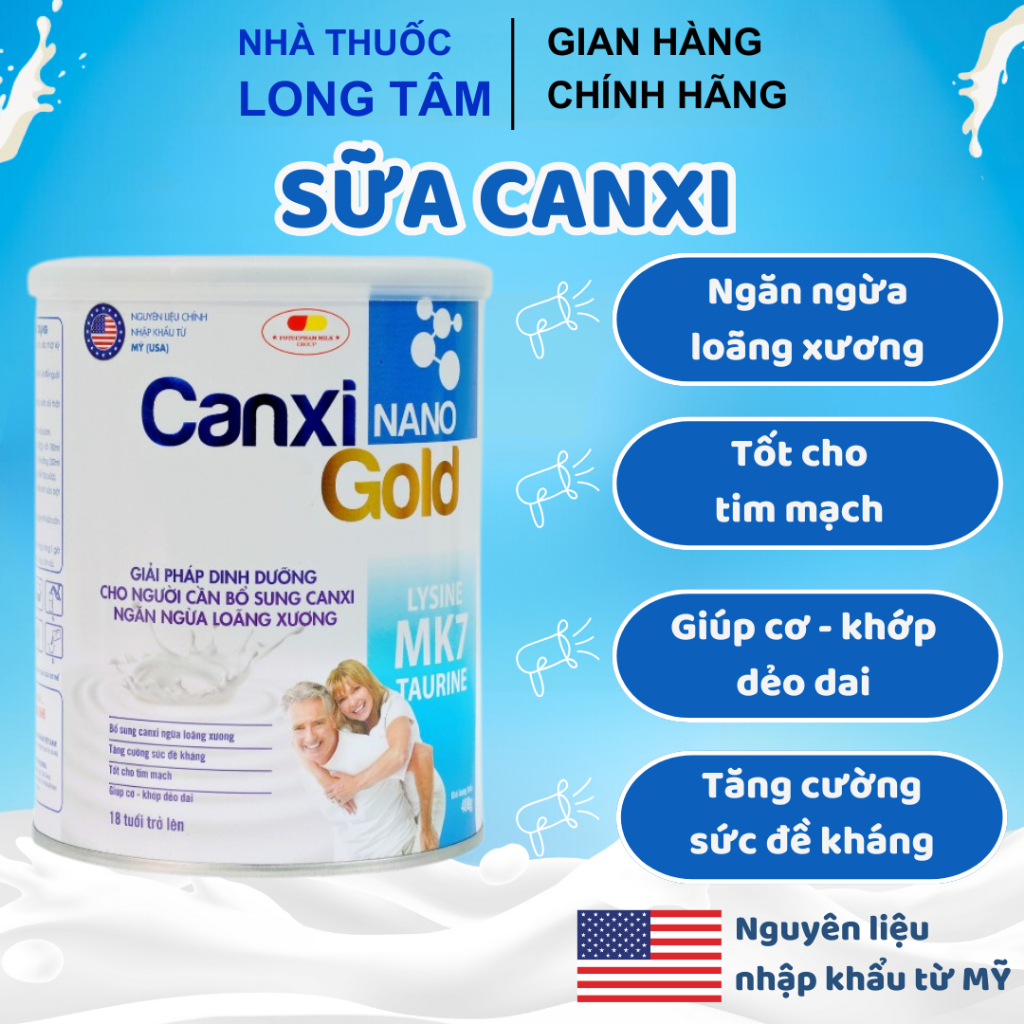 Sữa Canxi Nano Cho Người Già Hỗ Trợ Xương Khớp Bổ Sung Canxi Ngăn Ngừa Loãng Xương, Chắc Khỏe Xương