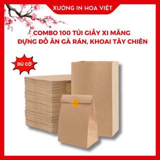 Combo 100 túi giấy xi măng đựng đồ ăn gà rán, khoai tây chiên đóng hàng đủ các kích cỡ hàng đẹp