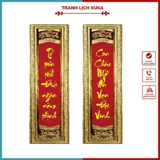 Bộ Hoành Phi câu đối treo phòng thờ, tranh gỗ tráng gương treo tường, trang trí nội thất