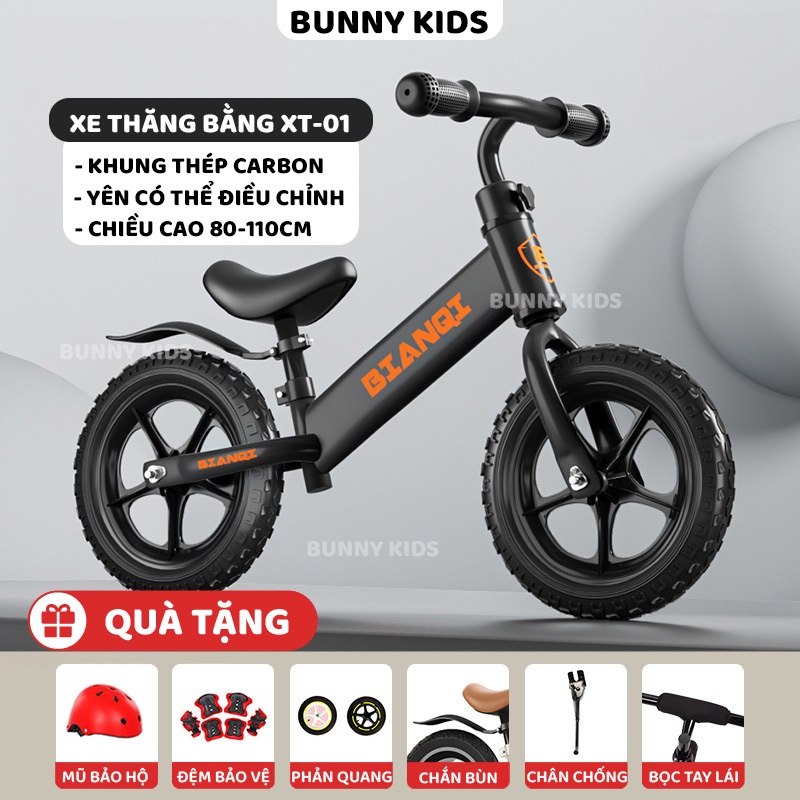 Xe thăng bằng cho bé, xe scooter chòi chân Bunny Kids XT-01 khung thép carbon, xe tập đi cho trẻ từ 1-6 tuổi