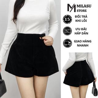  Quần Short Nhung Khóa Sau Quần Đùi Nhung Nữ Cạp Cao Mềm Mịn 2 Lớp 465 
