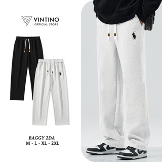  Quần Dài Baggy Vải Nỉ 2 Da Ống Suông Cạp Chun Unisex Nam Nữ  VINTINO QD01 