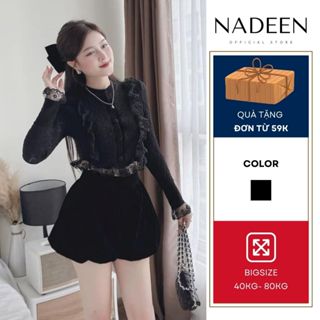 Chân váy nữ BIGSIZE NADEEN chân váy nhung dáng ngắn xoè nhẹ bồng lưng cao sang chảnh 5502