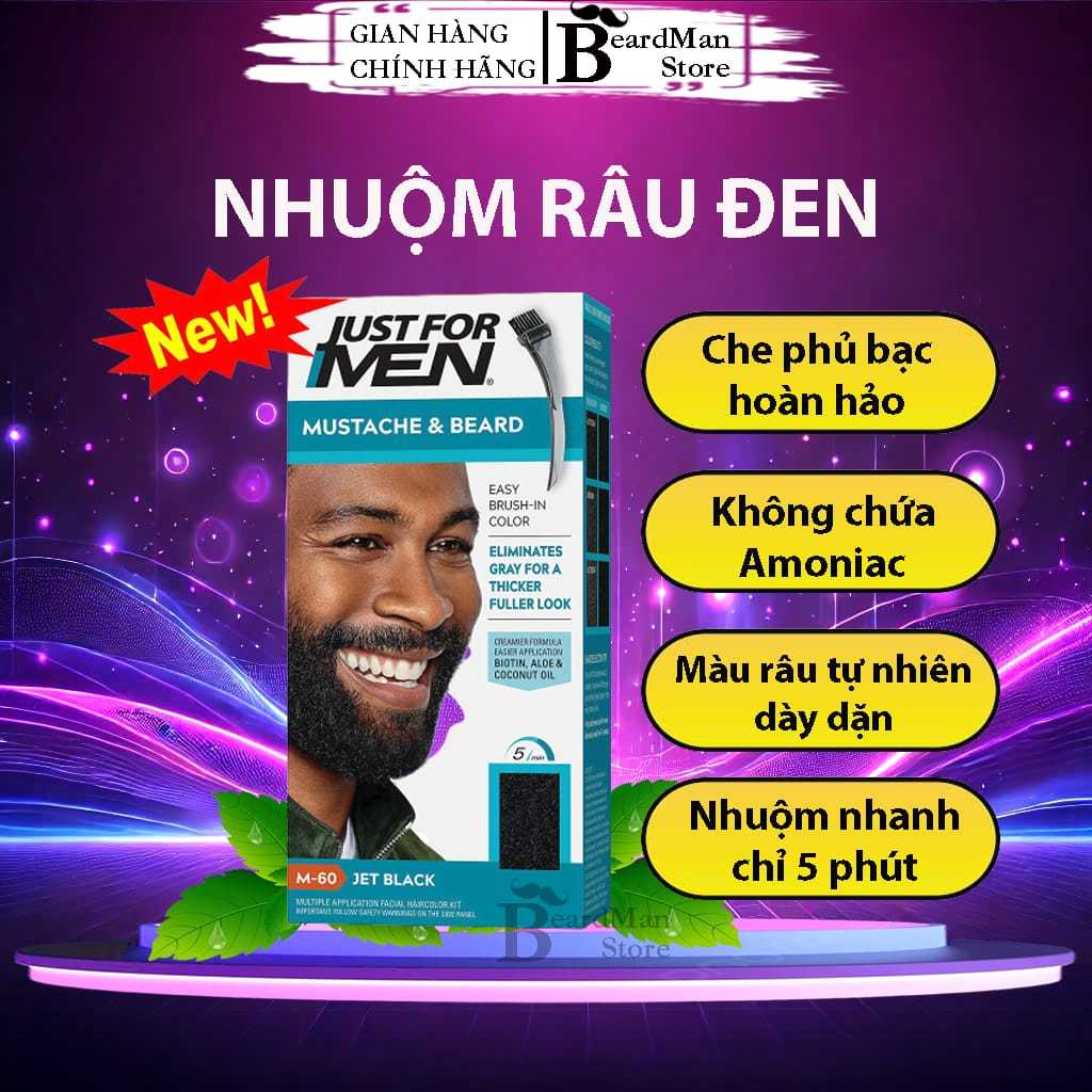 [ MẪU MỚI ] Nhuộm Râu Just For Men Jet Black, M-60 [ Màu Đen ]
