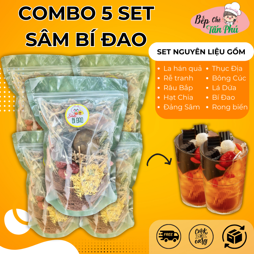 COMBO 5 SÉT SÂM BÍ ĐAO HẠT CHIA (SÉT 120G)