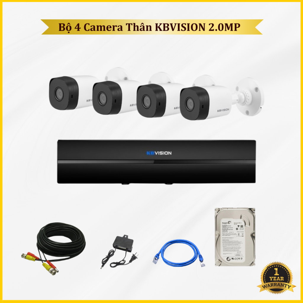 Trọn bộ Camera KBVISION 2.0MP FHD 1080P - Combo Camera KBVISION KX-A2111C4-VN