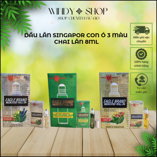 DẦU GIÓ {1 CHAI} DẦU LĂN DẦU SINGAPOR XANH TRẮNG VÀNG CON Ó CHAI LĂN 8ML_(CHUẨN MỸ+CHUẨN SINGAPOR)