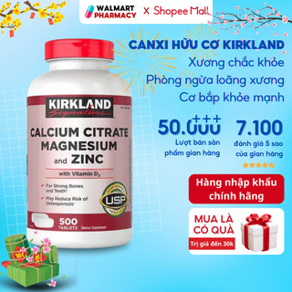 Canxi hữu cơ cho người lớn Kirkland Signature bổ sung Calcium Citrate Magnesium And Zinc 500 viên