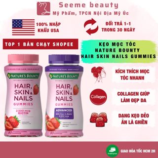  Kẹo Mọc Tóc Đẹp Da Nature's Bounty Hair Skin & Nails Gummies 80 Viên SeeMe beauty 