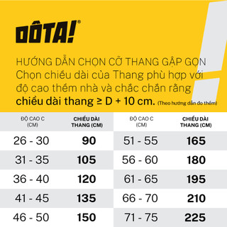 Thang dẫn xe máy Hợp kim nhôm DÔTA Gập Gọn, tải trọng 340kg