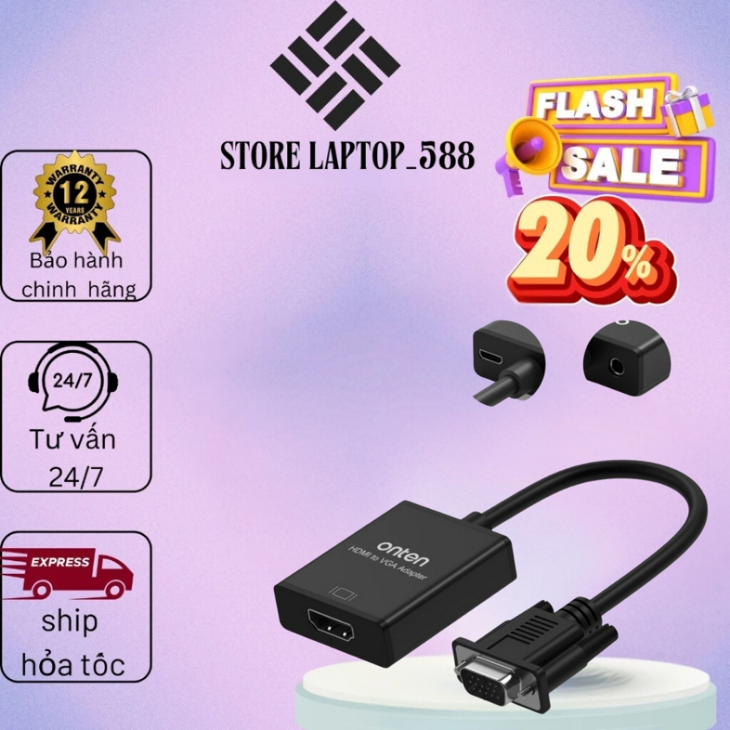 [HÀNG CHÍNH HÃNG] Hub/Cáp chuyển đổi HDMI to VGA+ Audio+PD OTN-7557A