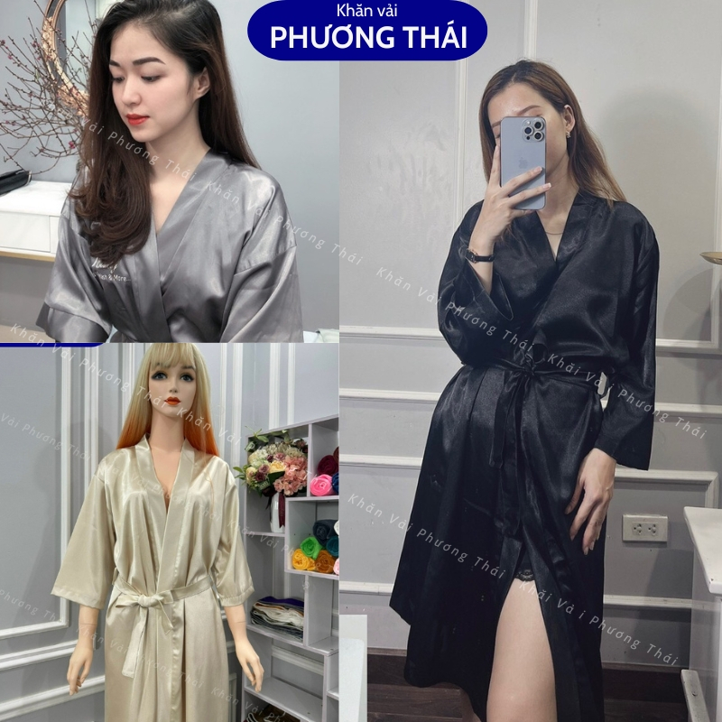 Áo choàng lụa spa, áo choàng make up chất phi lụa ĐẸP, mát, mềm mại