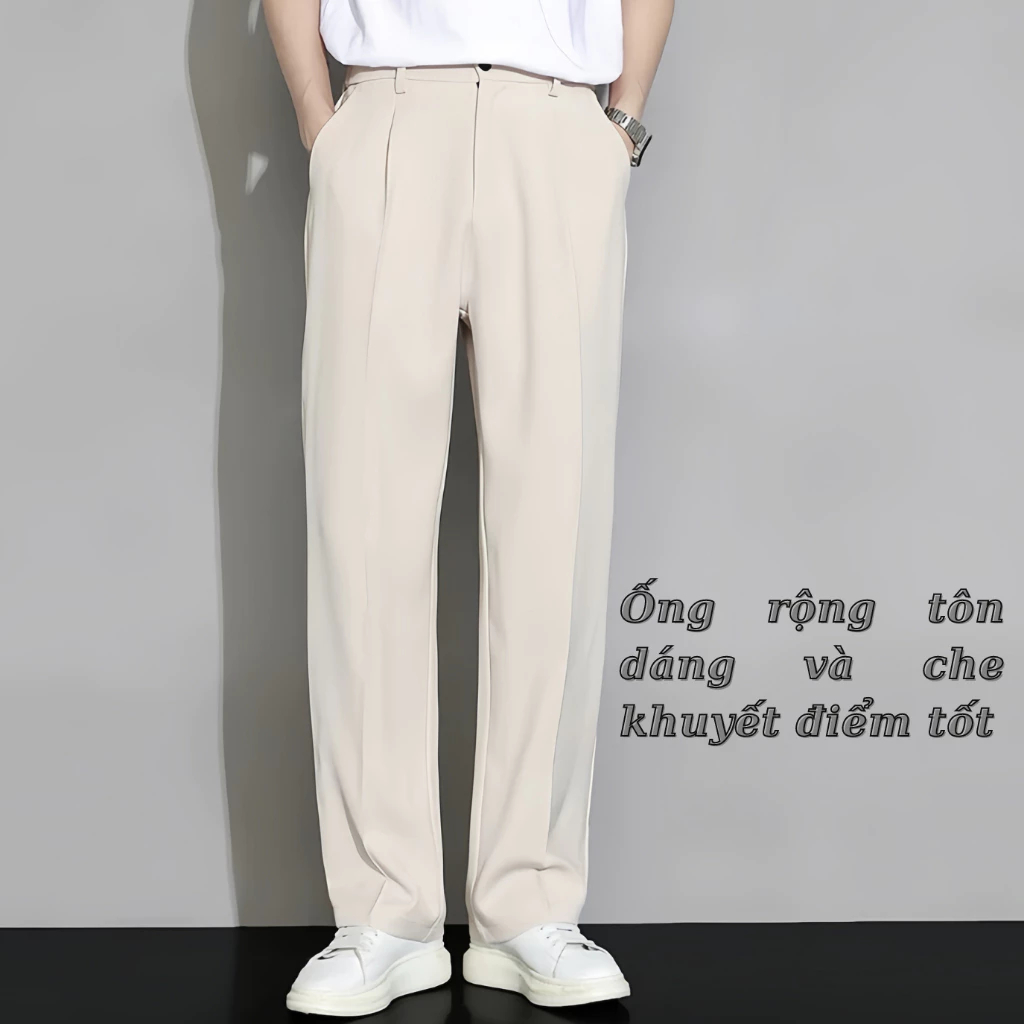 Quần âu nam suông thiết kế cạp nửa chun đằng sau, chất Tuyết Hàn cao cấp dày dặn, form Suông trẻ tru