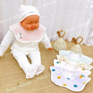 Yếm Tròn - Yếm Dãi Xoay 360 Độ Trần Bông Chống Thấm Siêu Mềm, Mịn Cho Bé Từ Sơ Sinh Đến Ăn Dặm