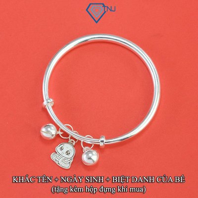 Lắc bạc cho bé khắc tên hình rắn Baby siêu dễ thương đánh cảm, đánh gió cho bé LTT0180 - Trang Sức TNJ
