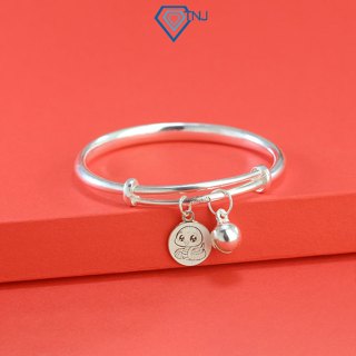 Lắc bạc cho bé khắc tên hình rắn baby dễ thương gắn chuông bạc ngộ nghĩnh LTT0181 - Trang Sức TNJ