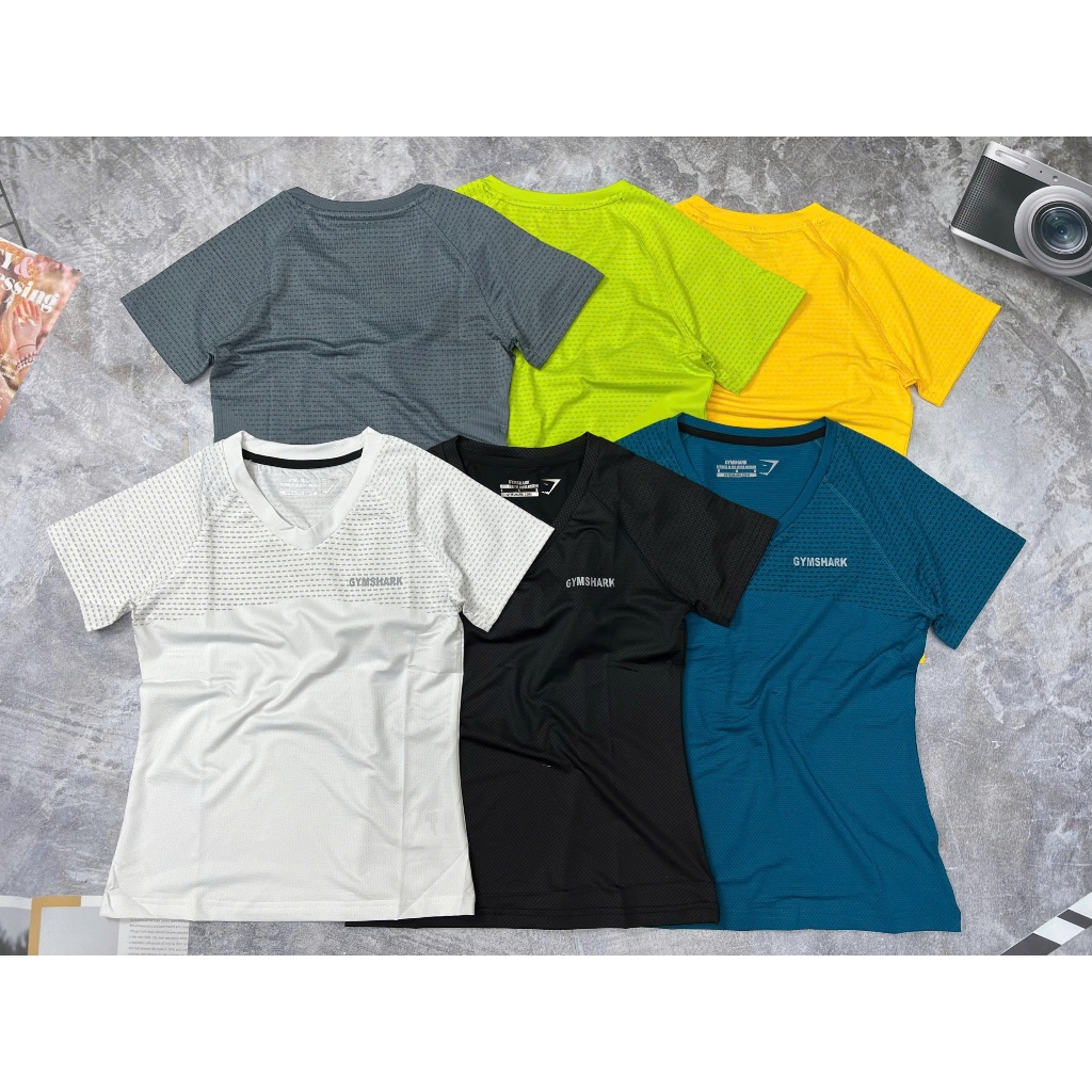 Áo thun nữ GYMSHARK, Áo tập gym, yoga CỔ TIM chất vải kim mỏng mịn,thoáng mát H50520